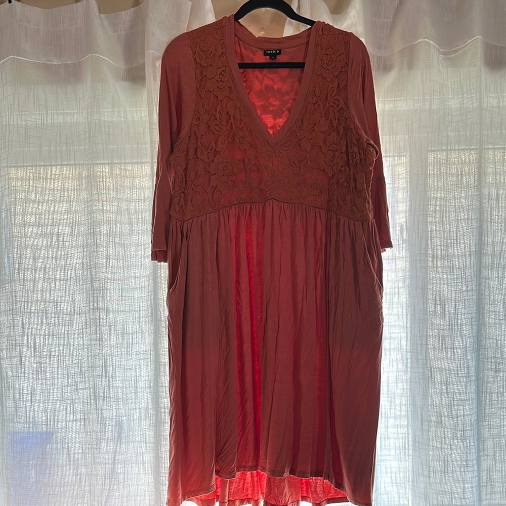 Torrid Coral Lace Midi Dress